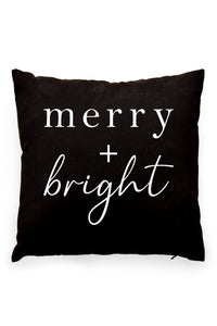 Merry and Bright Pillow Cover Black