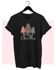 Merry Christmas Trees T-Shirt Black