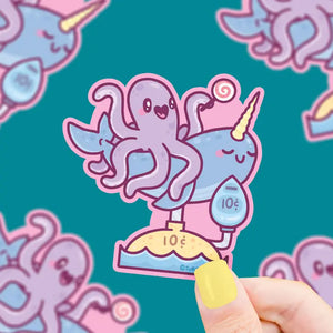 Octopus Coin Ride Sticker