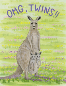 Kangaroo Twins Greeting Card