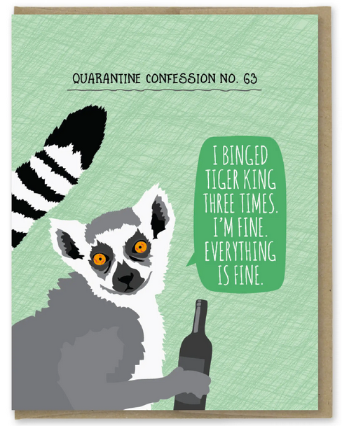 Quarantine Lemur Confession Greeting Card