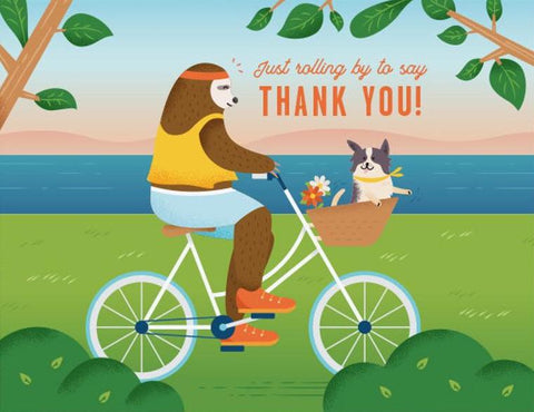 Rolling Sloth Thank You Greeting Card