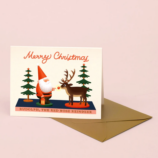 Santa And Rudolph Greeting Card