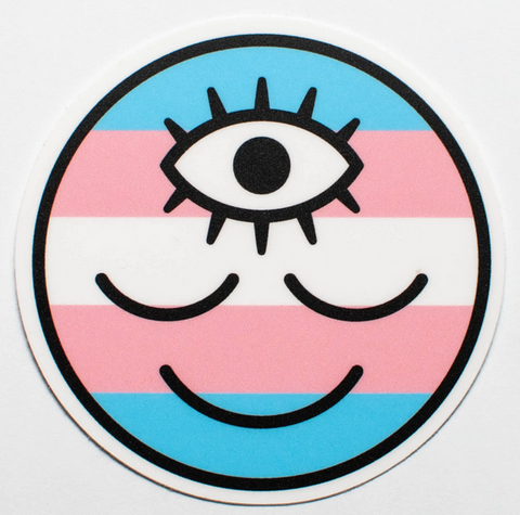 Trans Round Flag Sticker