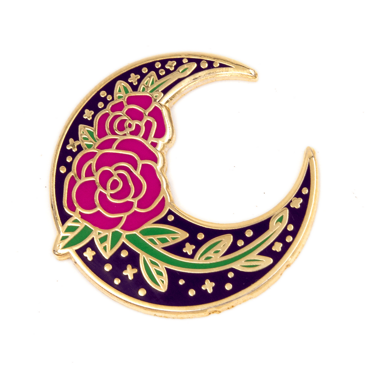 Rose Moon Enamel Pin