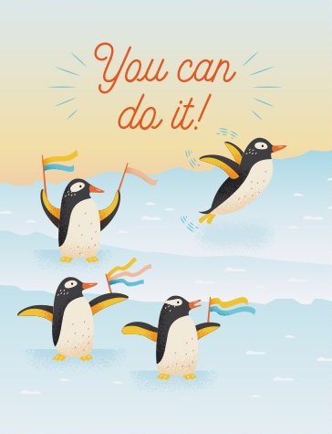 Cheering Penguins - Quirky Paper Greeting Card - Ottawa, Canada
