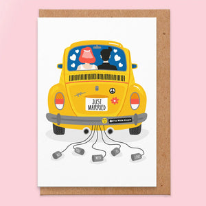Just Married Cans Greeting Card